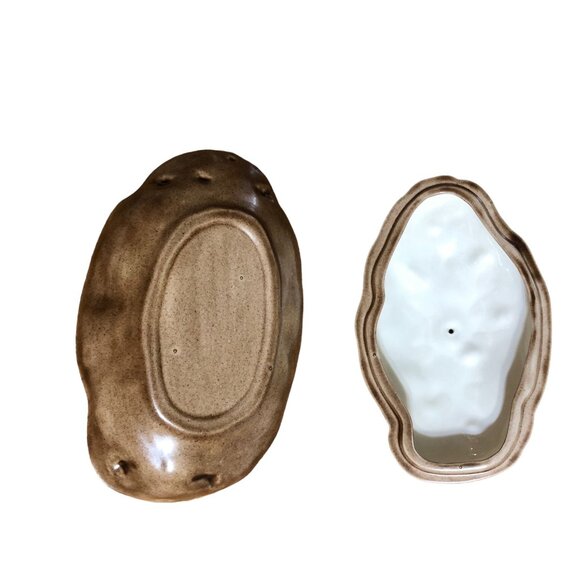 Baked Potato Shaped Covered Dish VTG Ceramic Serving Bowl Casserole Lid 1970s - Picture 3 of 10